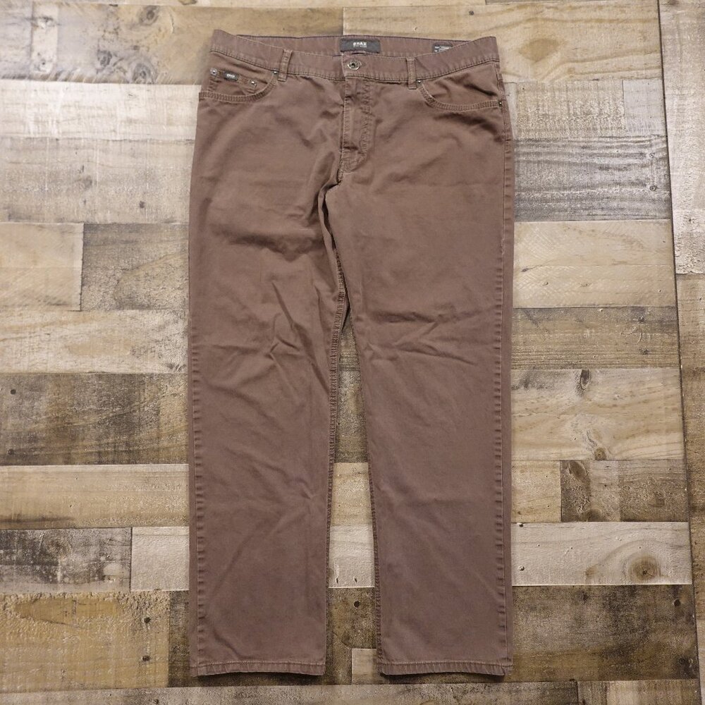 BRAX Cooper Fancy Pants Men’s 38 Brown Cotton Stretch Casual